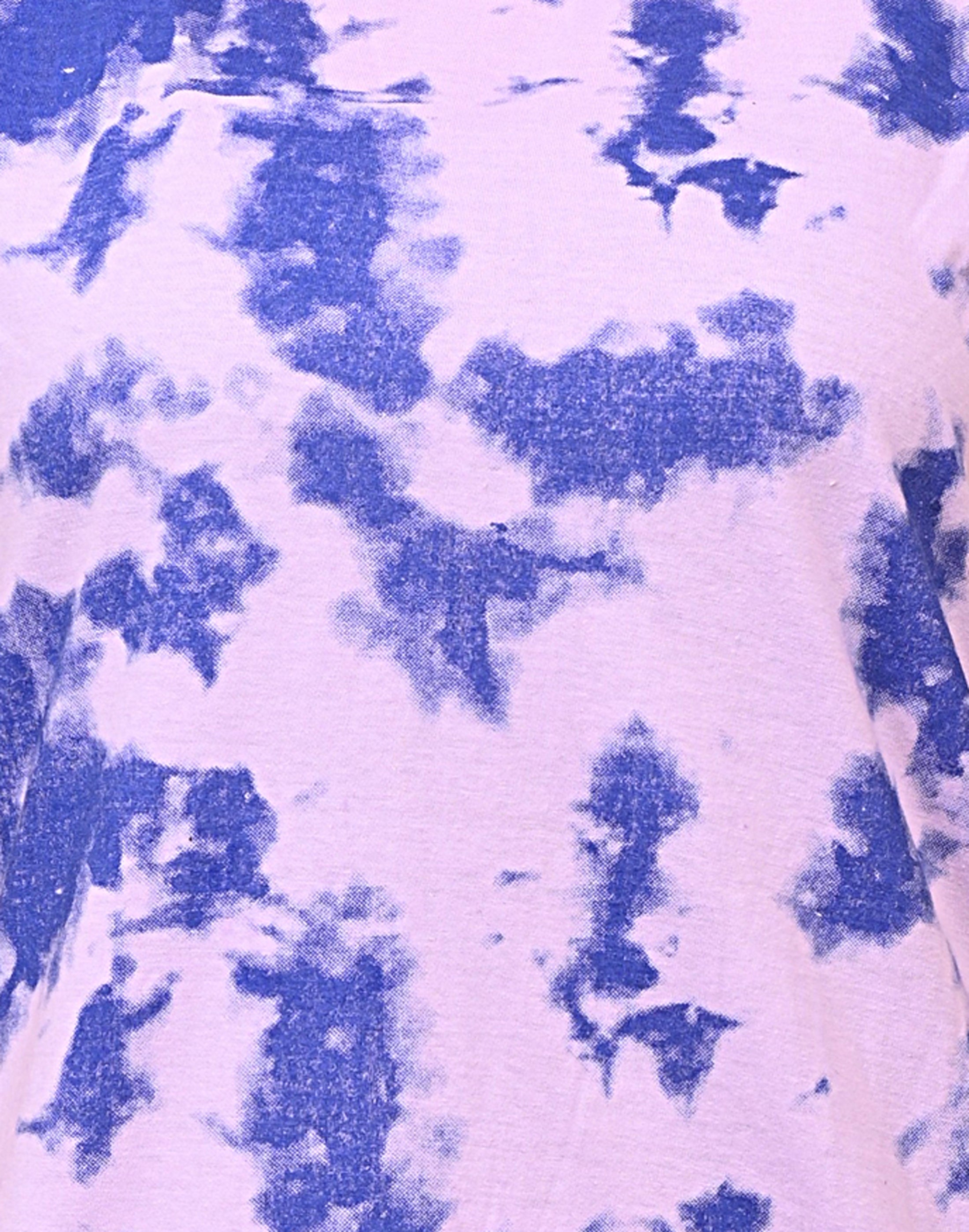 Women's Blue & Pink Abstract Graphic Cotton T-Shirt