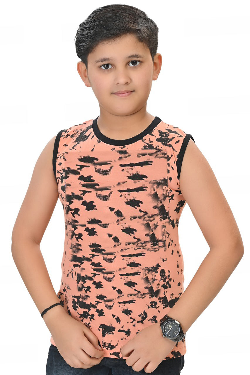 Boys Pack Of 3 Abstract Printed Round Neck Cotton T-shirts