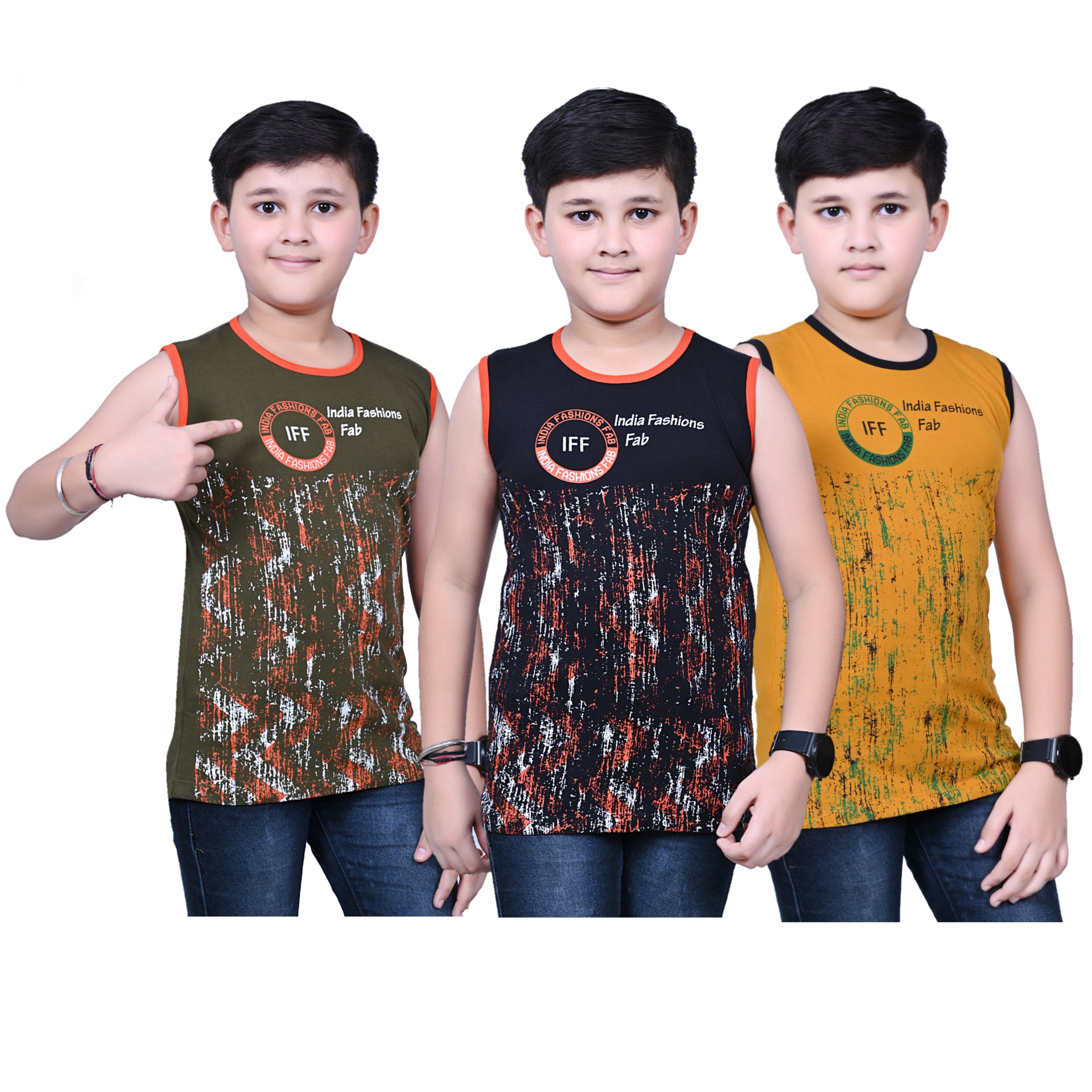 Boys' Summer Tees - Stylish Brushstroke Print (Set of 3)
