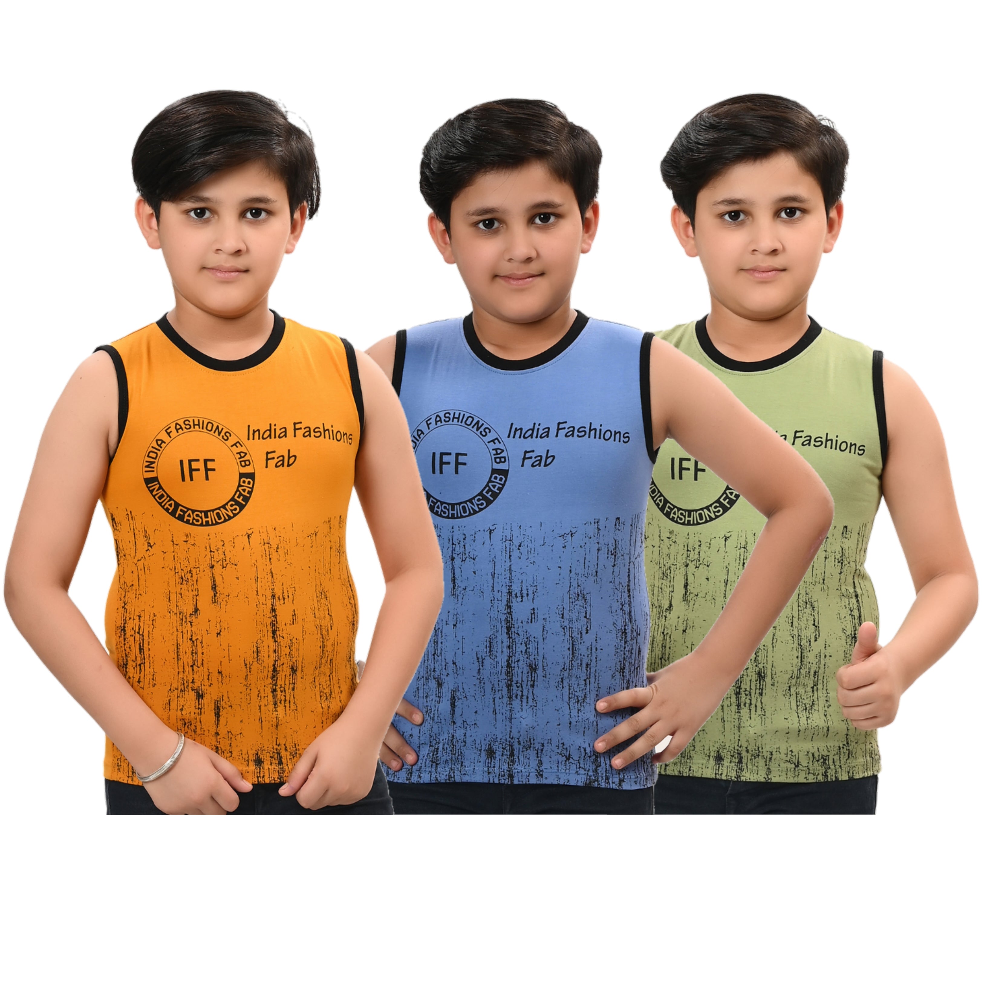 Boys Pack Of 3 Typography Printed Round Neck Cotton T-shirts
