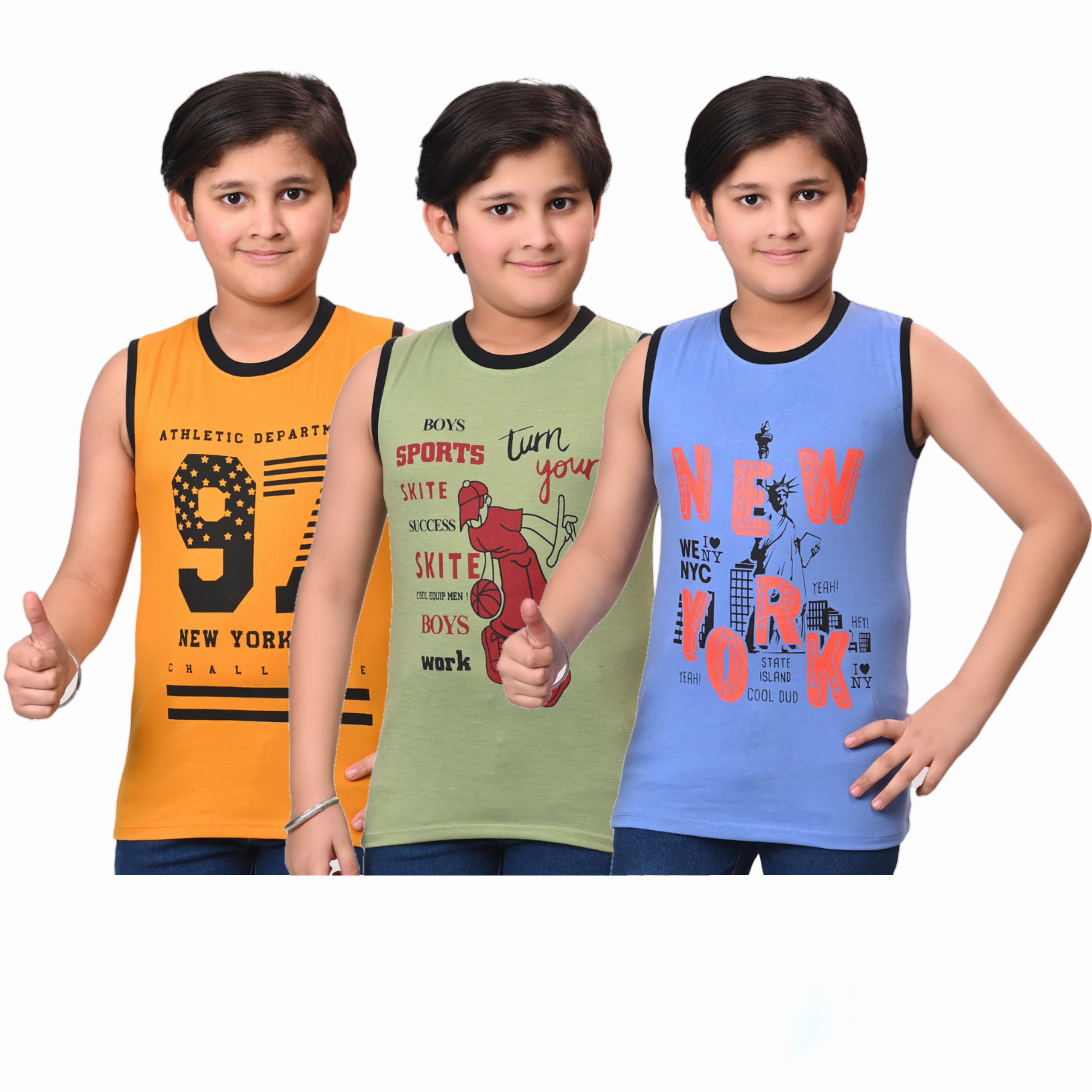 Boys Pack of 3 Sleeveless T-Shirt