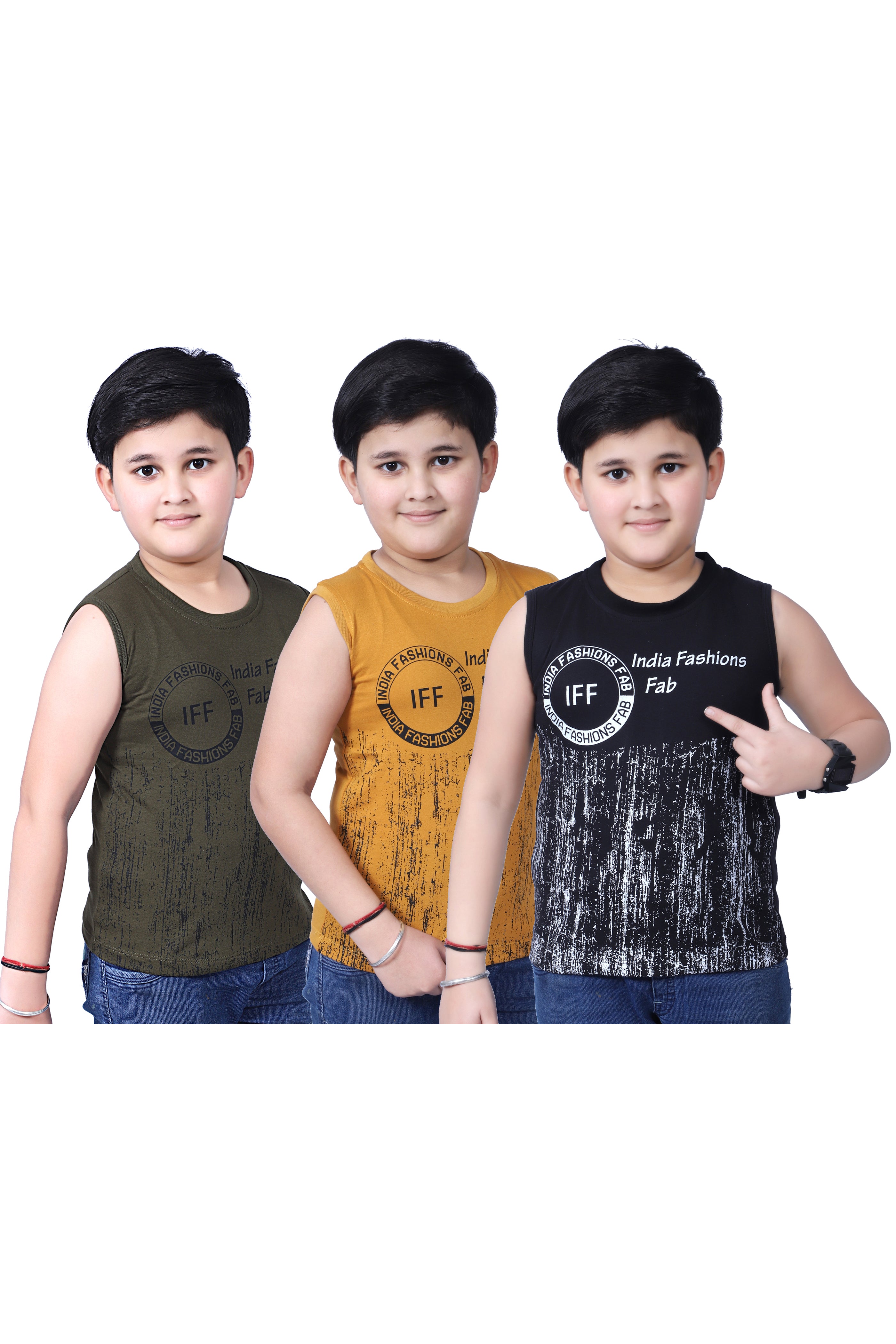 Boys' Sleeveless T-Shirt – Pack of 3