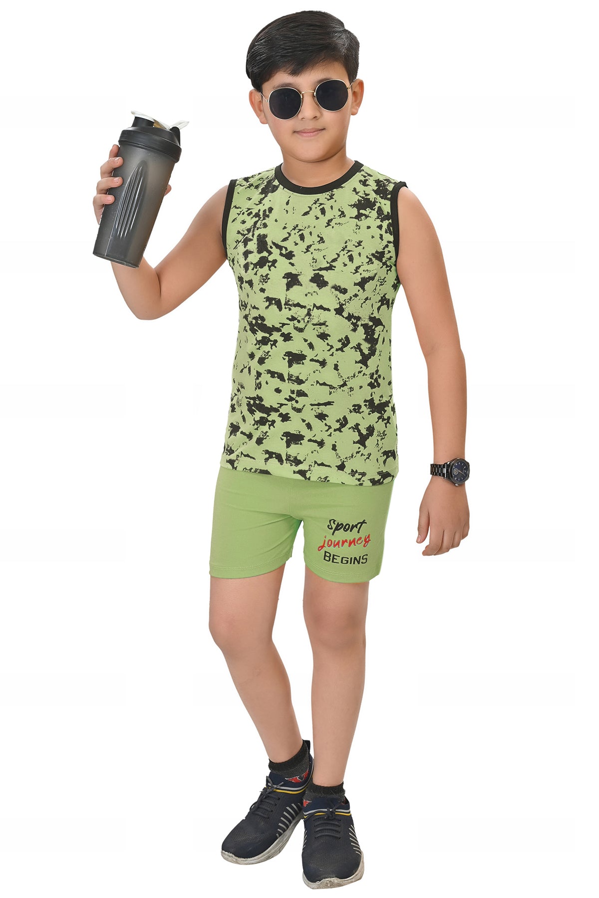 Boys Pack of 2 Printed Pure Cotton T-shirt with Shorts
