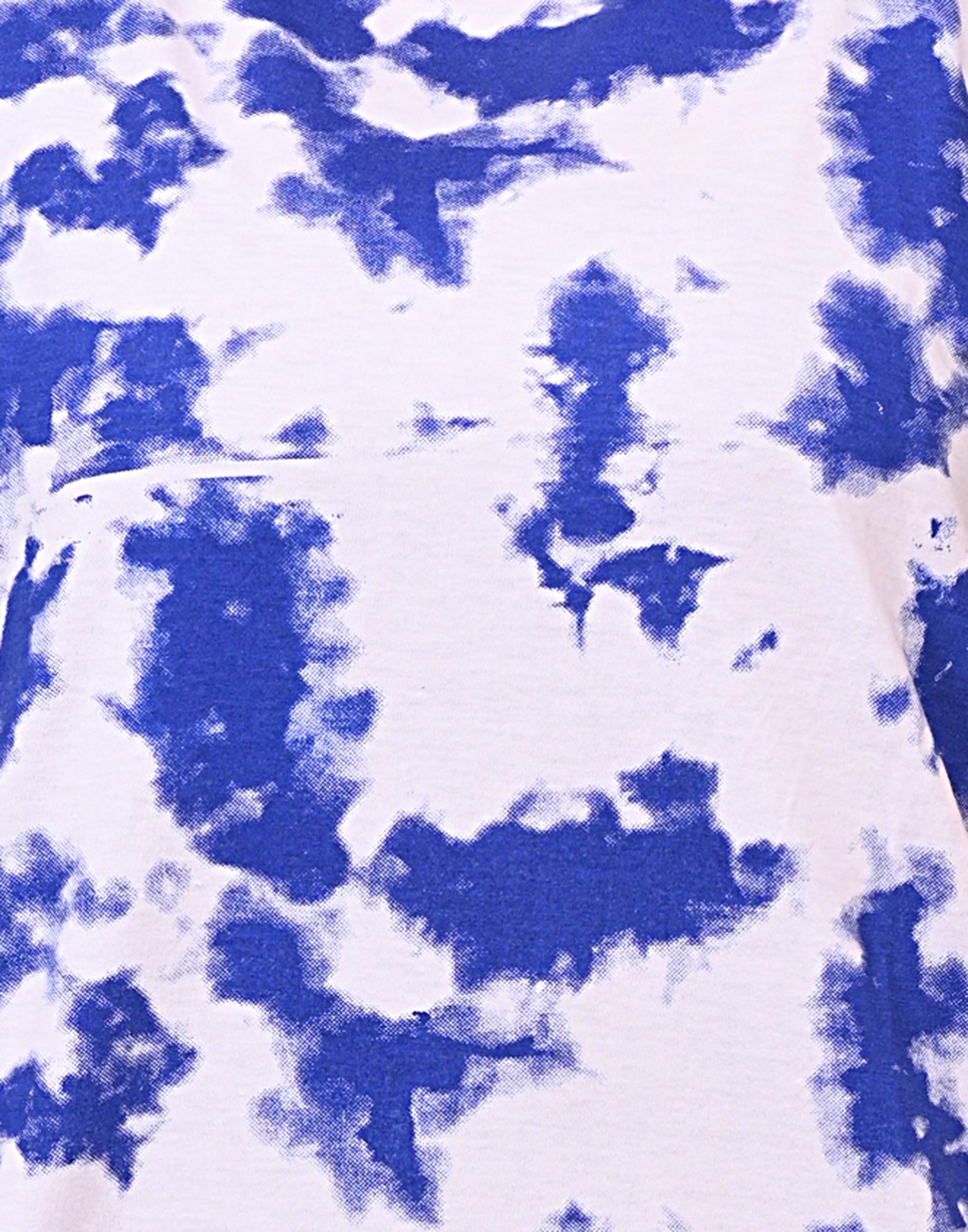 Women's White Blue Abstract Print Cotton T-Shirt