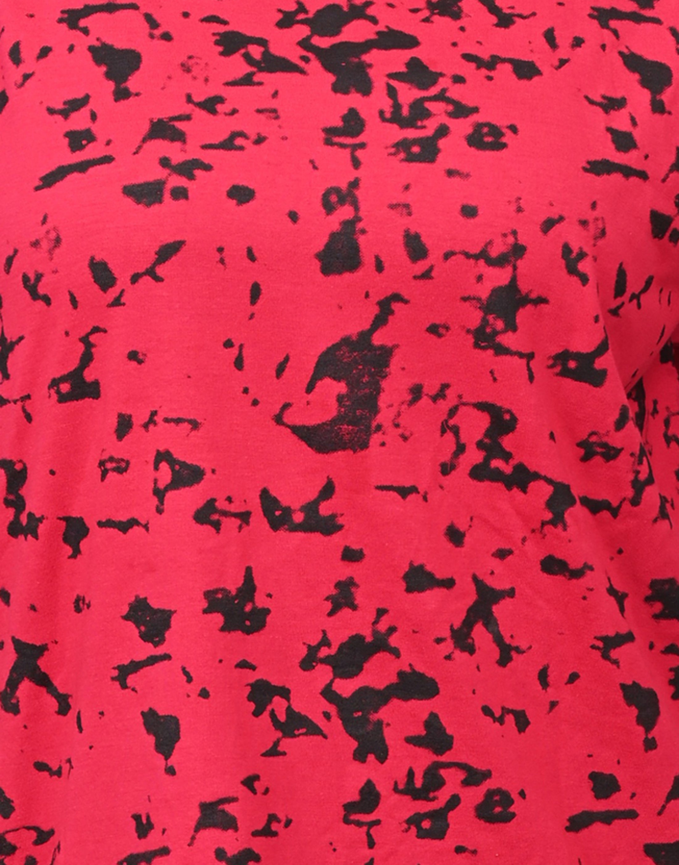 Women's Red & Black Abstract Print Cotton T-Shirt