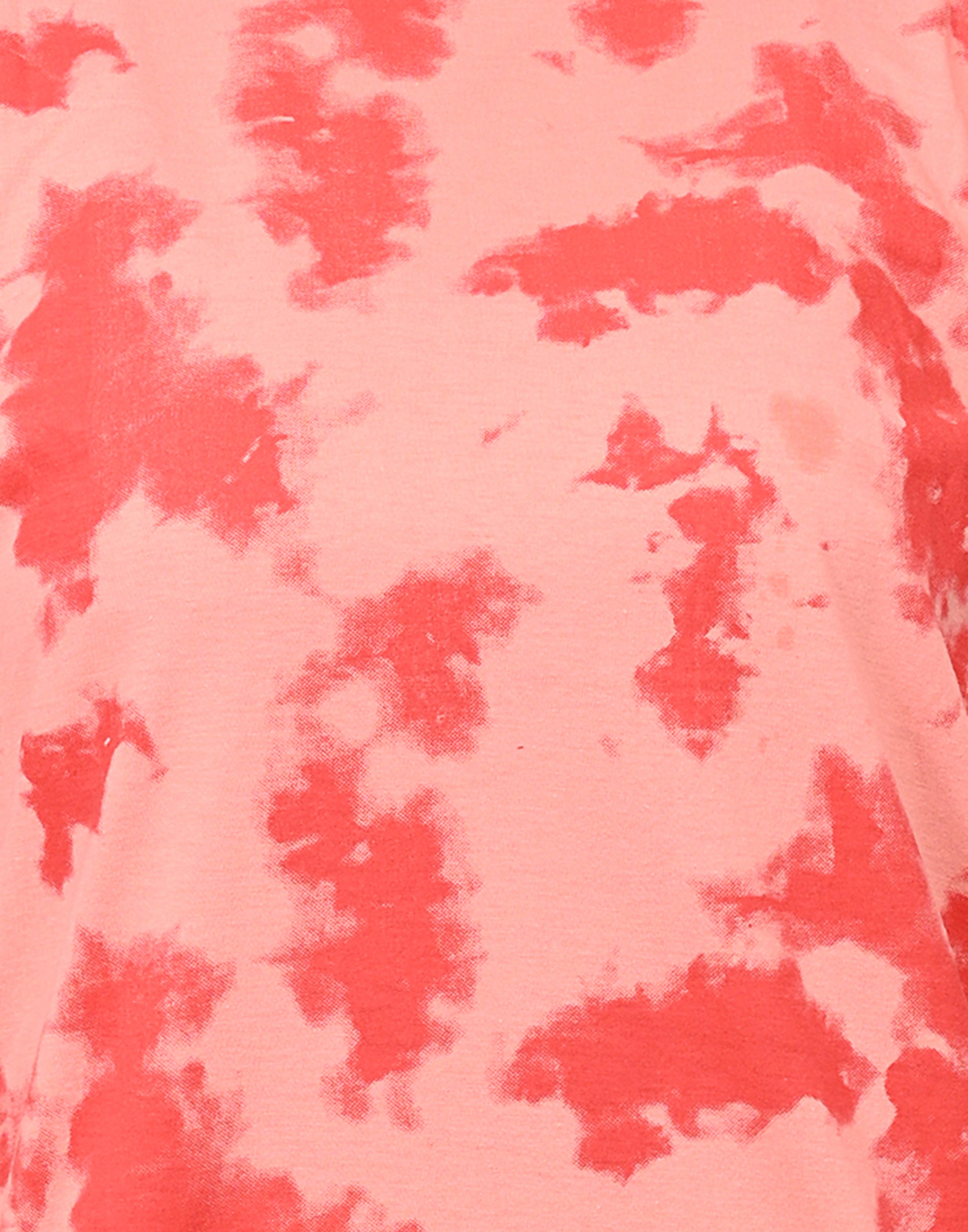 Women’s Coral Red Tie-Dye Cotton T-Shirt