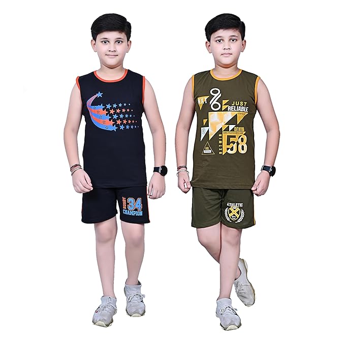 INDIA FASHION FAB Adorable Kids T-Shirt and Shorts Clothing Set - Perfect for Boys and Girls.