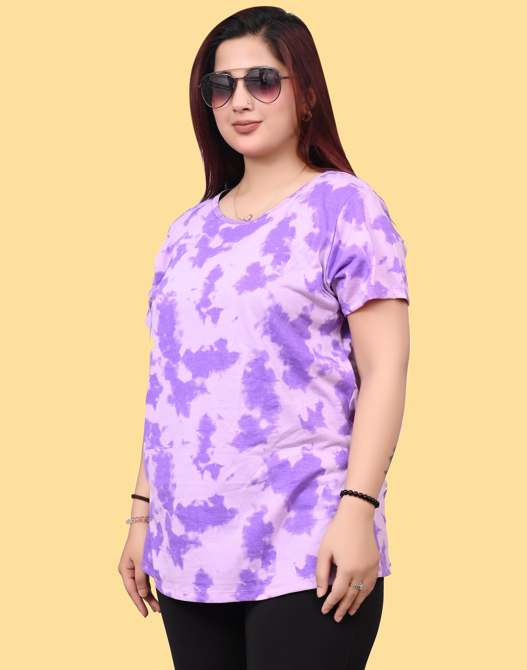 Women’s Purple Tie-Dye Cotton T-Shirt