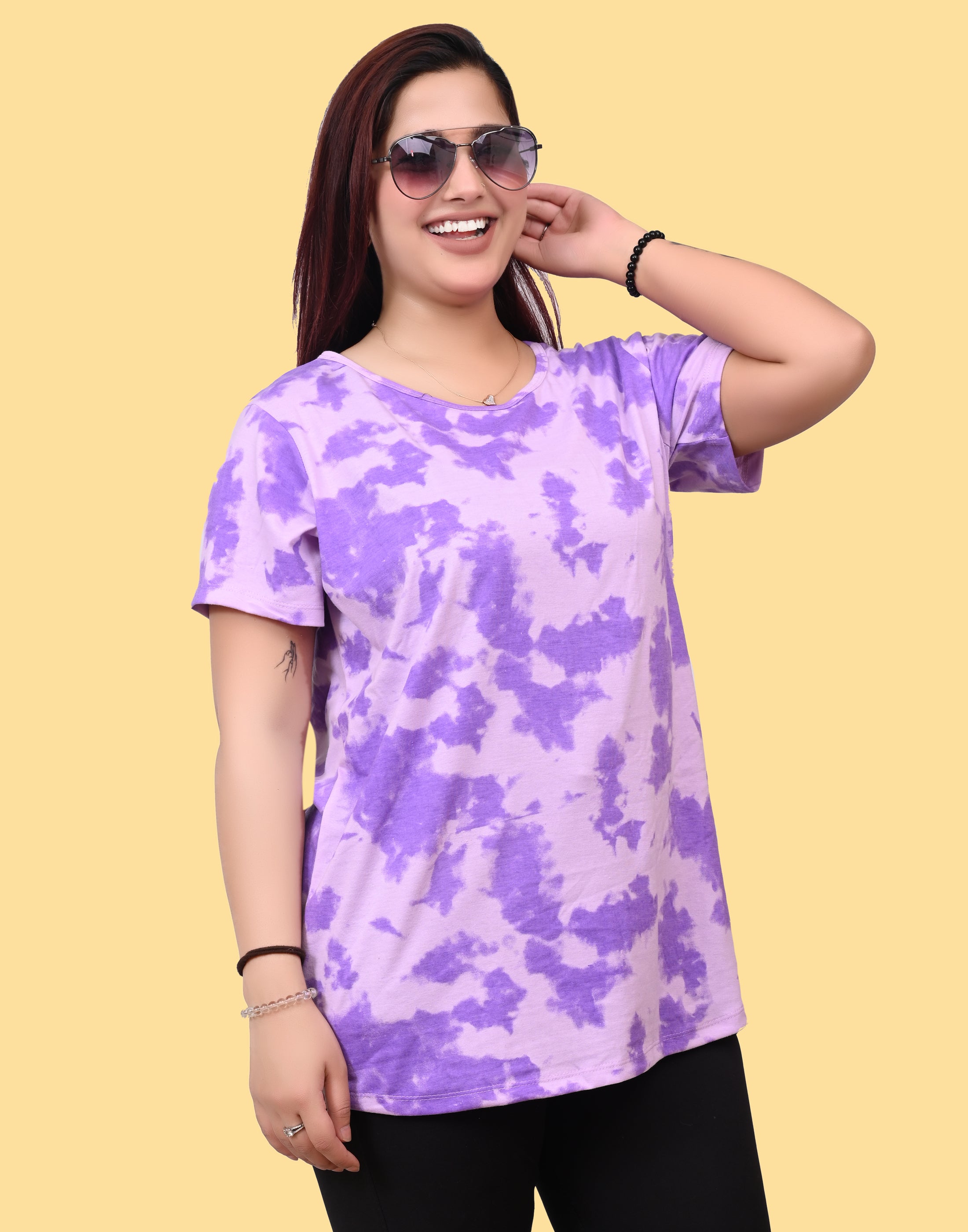 Women’s Purple Tie-Dye Cotton T-Shirt