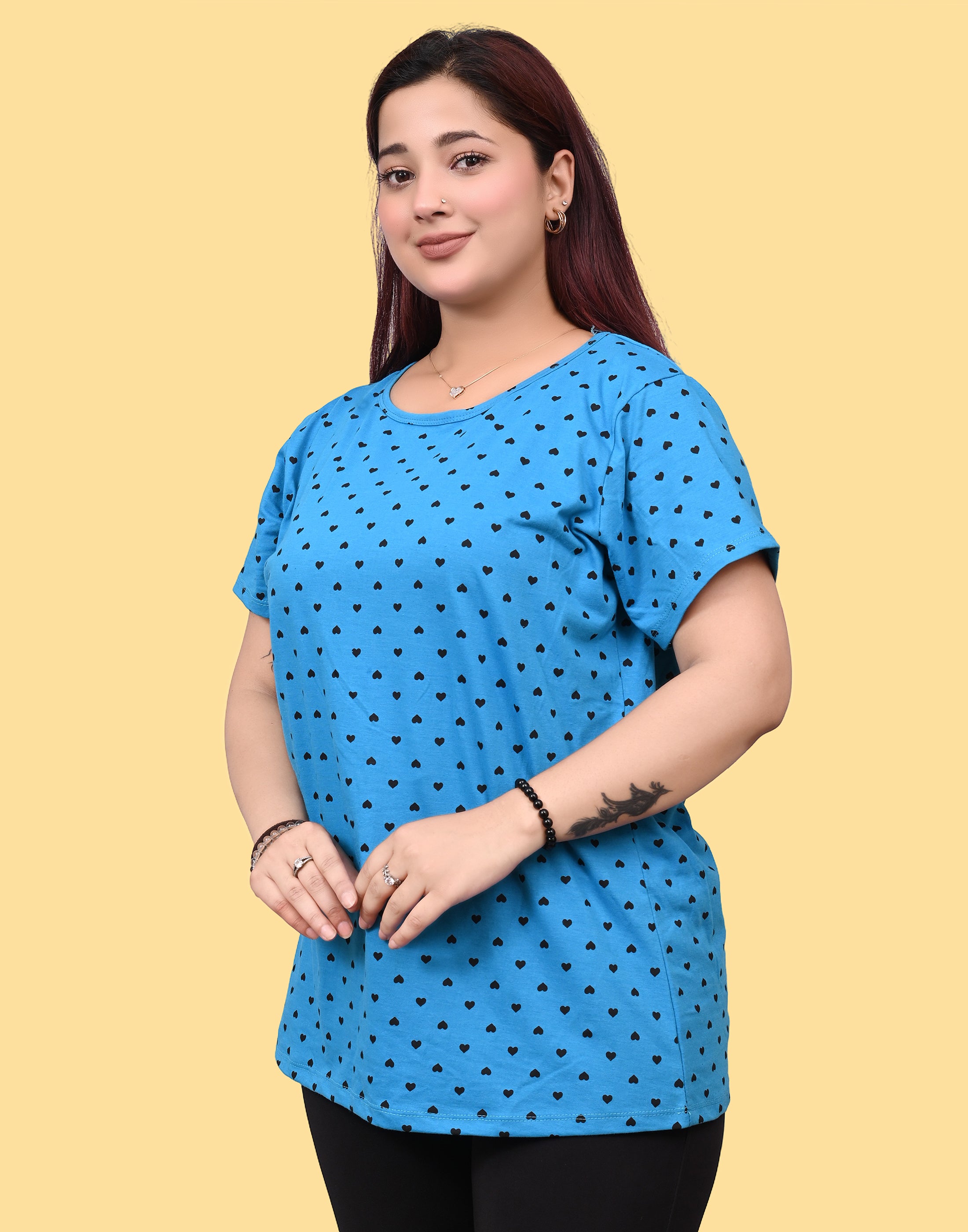 Aqua Color Women Round Neck Printed Regular T-shirt