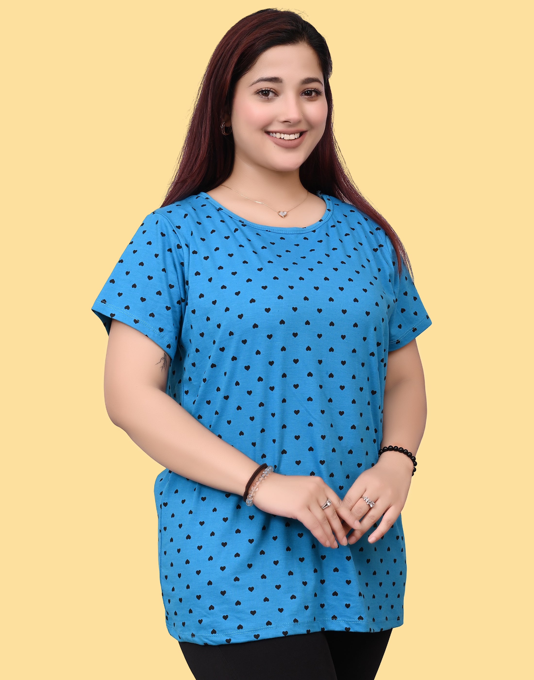 Aqua Color Women Round Neck Printed Regular T-shirt