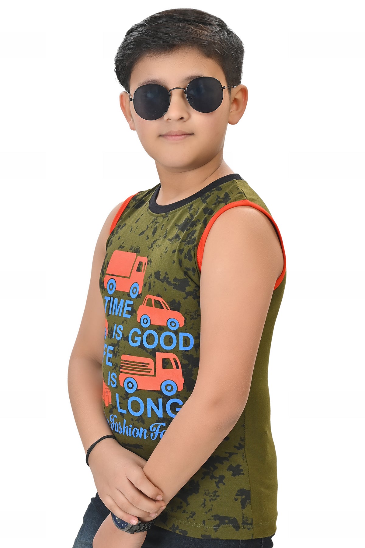 Boys' Cotton Printed Muscle Tees – Pack of 3