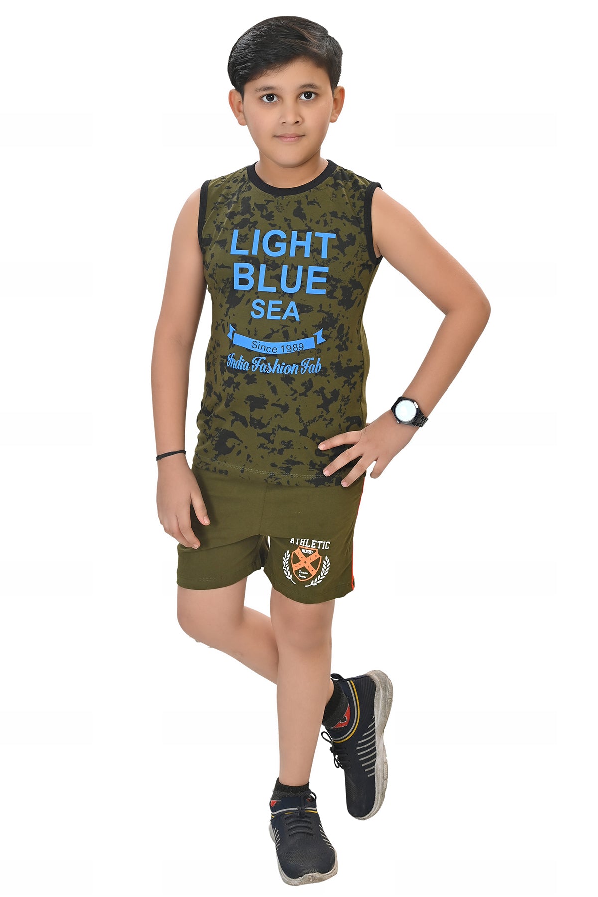 Boys' Printed Sleeveless Co-Ord Set – Pack of 2