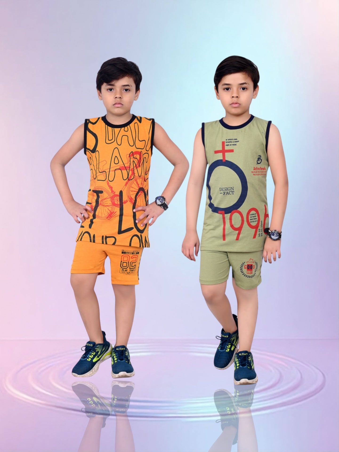Boys Pack Of 2 Graphic Printed Round Neck Cotton T-shirts